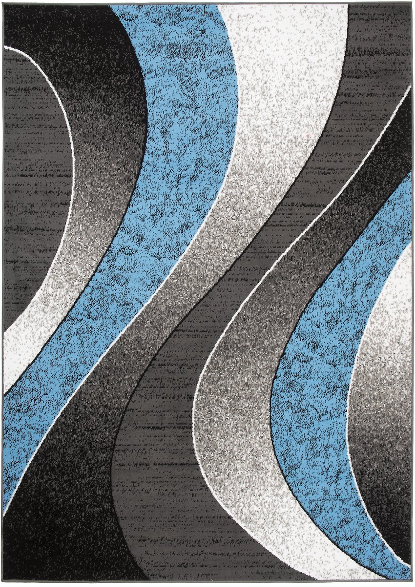Tapiso Dream Vloerkleed Grijs Blauw Modern Golven Woonkamer Tapijt Maat- 250x350