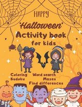 Halloween Activity Book Coloring Mazes Sudoku Word search Find differences for Kids