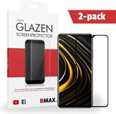 2-pack BMAX geschikt voor Xiaomi Poco M3 Glazen Screenprotector / Full Cover gehard glas / Beschermglas / Tempered Glass / Glasplaatje - Zwart