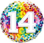 Qualatex - Folieballon Confettiprint Leeftijd 14 - 45 cm