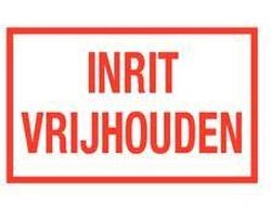 Inrit vrijhouden tekststicker 400 x 250 mm
