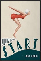 Kuotes Art - Canvas Schilderij met frame - Duikplank - Muurdecoratie - 60 x 90 cm