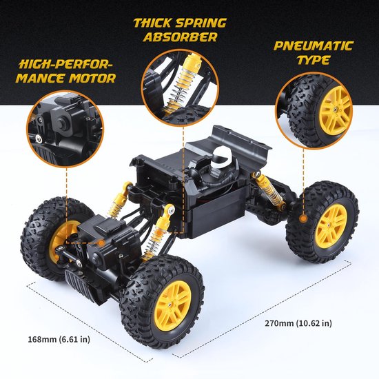 RC Auto 4x4 Radiobesturing 1:18 Afstandsbediening Speelgoed 2.4 Ghz 4WD RC Buggy Race Crawler - Merkloos
