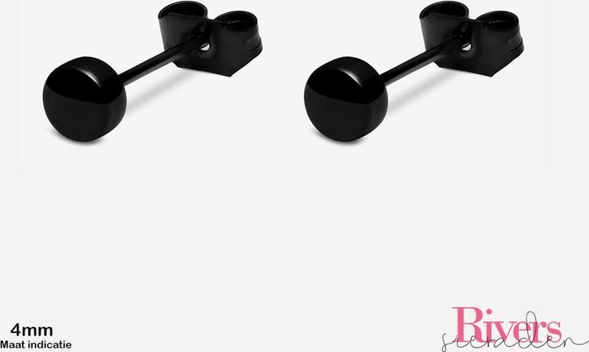 Zwarte oorbellen – 4mm - ronde oorbellen – cirkel studs –zweerknopjes -  zwart... | bol.com