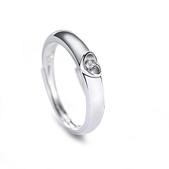 Zilveren Ring Hart - Ring Zilver - Verstelbare Ring