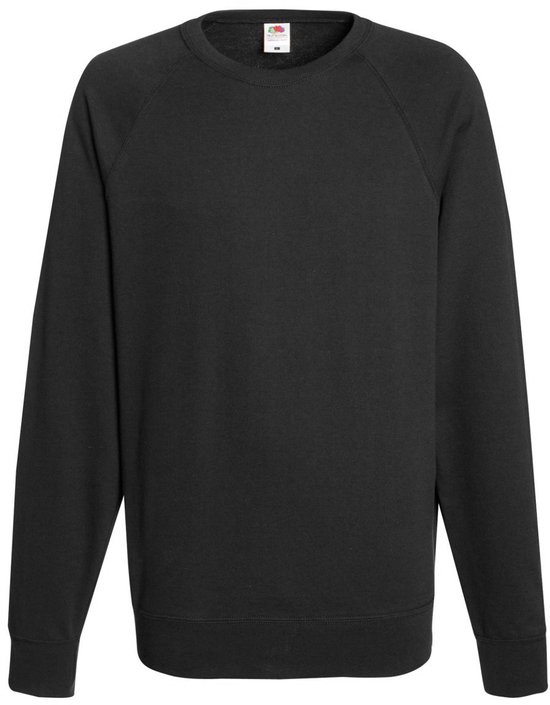 Fruit Of The Loom Heren Lichtgewicht Raglan Sweatshirt (240 GSM) (Zwart)