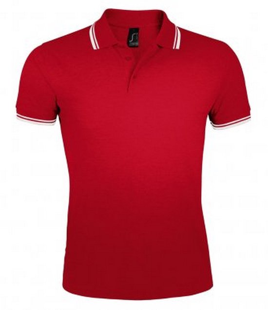 SOLS Heren Pasadena getipt korte mouw Pique Polo Shirt (Rood/Wit)