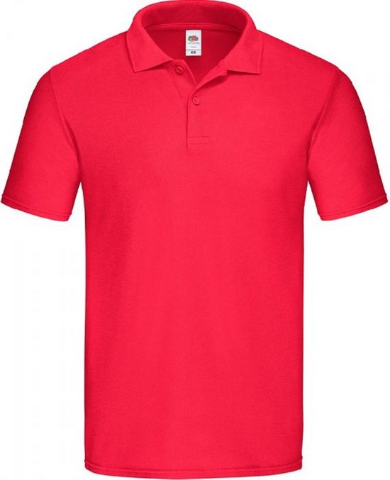 Polo rouge uni Fruit of the Loom à manches courtes et col.