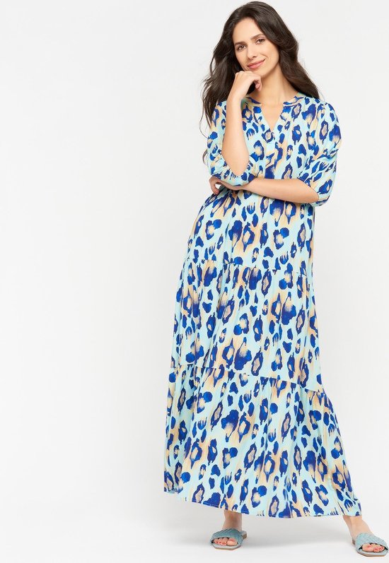LOLALIZA Lange jurk met kleurrijke luipaard print - Blauw - Maat 46 |  bol.com