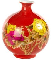 Fine Asianliving Vase chinois en porcelaine Handgemaakt en paille de blé rouge H29.5cm