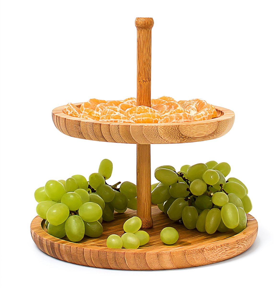 serveerplateau - 2-laags - Ø 25 cm - bamboe - voor fruit - hapjes