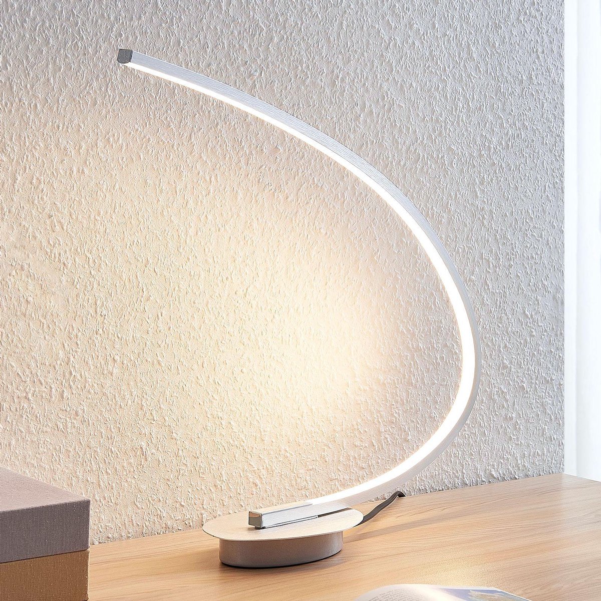 Lindby - LED tafellamp - 1licht - H: 43 cm - alu / grijs / zink - Inclusief lichtbron
