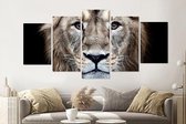 Schilderij -Nieuwsgierige Leeuw,  5 luik, 200x100cm, premium print