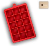 Ijsblokjesvorm Rood - JLCuisine - inclusief deksel - 15 ijsblokjes - 100% BPA vrij - Zomer