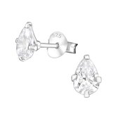 Aramat jewels ® - Kinder oorbellen druppel 925 zilver zirkonia transparant 4mm x 6mm