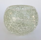 Theelicht - glas - wit / transparant - 12,5 x 9 cm hoog
