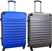 Bol.com Travelerz kofferset 2 delige ABS groot - met cijferslot - 95 liter - zilver - blauw aanbieding