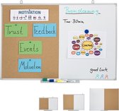 combibord 2 in 1 - 60 x 90 cm - prikbord en whiteboard - magneetbord - met bakje