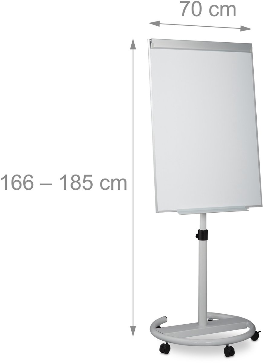 mobiele flipover - in hoogte verstelbaar - 100 x 70 cm - verrijdbare flipchart - op wielen thumbnail 8