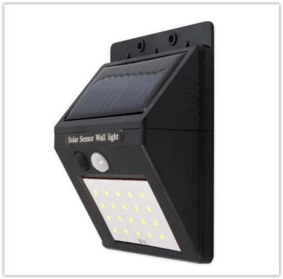 Solar LED Buitenlamp - 3 Watt - koud wit - 200 Lumen - Schemer + bewegingssensor