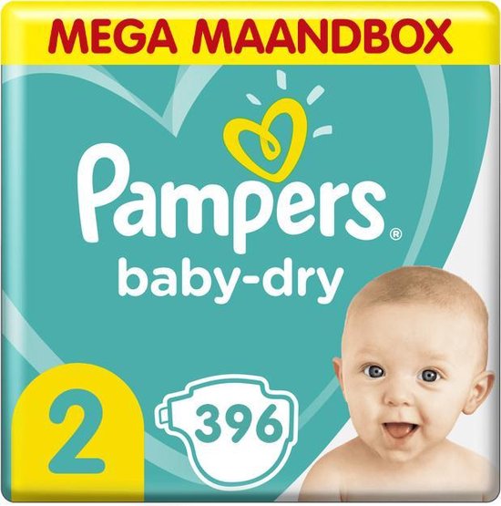 Pampers Baby Dry - Maat 2 - Mega Maandbox - 396 luiers | bol.com
