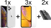 iPhone 11 Pro hoesje shock proof case cover transparant - 3x iPhone 11 Pro Screen Protector + 2x Camera Lens Screenprotector