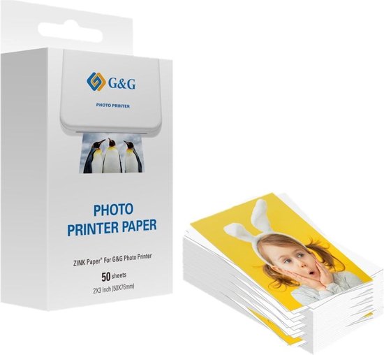 G&G zelfklevend zink fotopapier - 50 stuks (7.6 x 5cm) - G&G