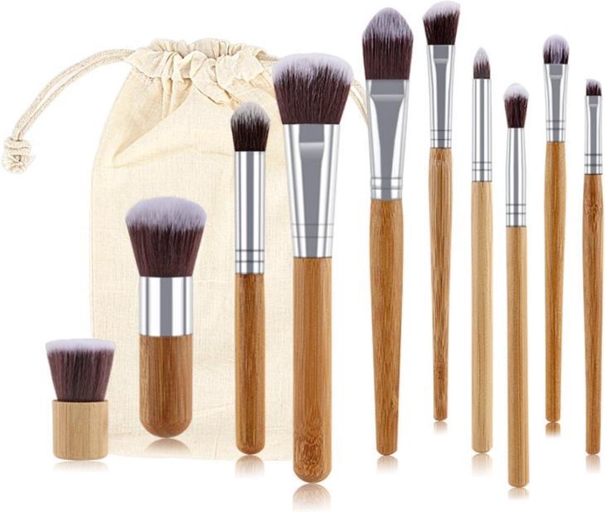 Evvie make-up kwasten set, 11-delig – bamboe – Basic Collection