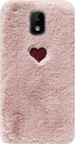 - ADEL Siliconen Back Cover Softcase Hoesje Geschikt voor Samsung Galaxy J3 (2018) - Hartjes Roze