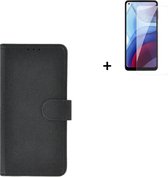 Motorola Moto G9 Power Hoesje - Motorola Moto G9 Power Screenprotector - Moto G9 Power Hoes Wallet Bookcase Zwart + Tempered Glass