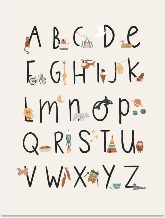 Littleconcept.Store Poster - Abc Alfabet Illustratie A-Z Letters De - 40 X  30 Cm -... | Bol.Com