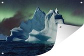 Muurdecoratie Noorderlicht over ijsbergen - 180x120 cm - Tuinposter - Tuindoek - Buitenposter