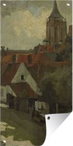 Tuinposter De toren van Gorkum - Schilderij van George Hendrik Breitner - 30x60 cm - Tuindoek - Buitenposter