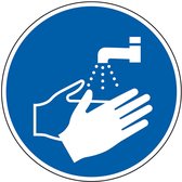 Handen wassen verplicht sticker - ISO 7010 - M011 300 mm