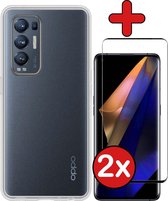 Oppo Find X3 Neo Hoesje Transparant Siliconen Case Met 2x Screenprotector - Oppo Find X3 Neo Hoes Silicone Cover Met 2x Screenprotector - Transparant