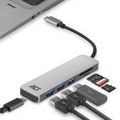 ACT USB C Hub – 3-port USB 3.0 – 1-port USB C 55W PD – Micro SD/TF Kaartlezer - Premium aluminium behuizing – ACT AC7050