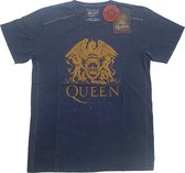 Queen Heren Tshirt -L- Classic Crest Blauw