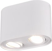 LED Plafondlamp - Plafondverlichting - Trinon Cosmin - GU10 Fitting - 2-lichts - Rechthoek - Mat Wit - Aluminium