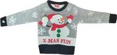 Kinder Kersttrui - Sneeuwpop - Grijs - Polyester - Maat 92-98 - Foute kersttrui - Christmas sweater – Kersttrui - Kerst cadeau – Kerstcadeau – Kerstmis - Wollen trui – Trui – Feestelijk - War