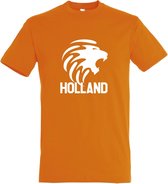 Oranje EK voetbal T-shirt met “ Leeuw en Holland “ print Wit maat L