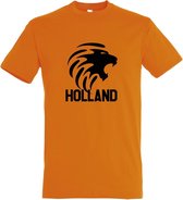 Oranje EK / WK voetbal T-shirt met “ Leeuw en Holland “ print Zwart maat XXXL