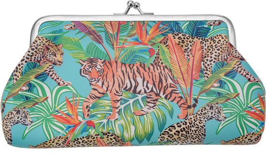 Foto: Praktisch om erbij te hebben deze knipportemonnee met een leuke jungleprint rondom dit artikel is ook goed te gebruiken als klein tasje om bijvoorbeeld kleingeld een mobieltje of zakdoekjes in te doen voor uzelf of bestel een kado