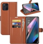 Oppo Find X3 Pro hoesje - MobyDefend Kunstleren Wallet Book Case - Bruin - GSM Hoesje - Telefoonhoesje Geschikt Voor: Oppo Find X3 Pro