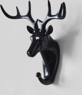 Lucy’s Living wandhaak Hert zwart – 16 x 16.5 cm – ABS – kapstokhaak – wandaccessoires – kapstok - decoratie – wanddecoratie – luxe - slaapkamer - kinderkamer - jongenskamer