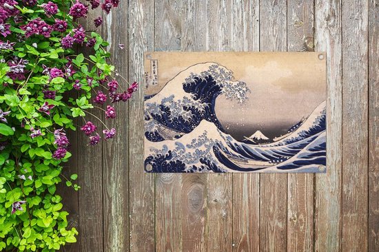 Affiche de jardin - La grande vague au large de Kanagawa - peinture de Katsushika Hokusai - 90x60 cm
