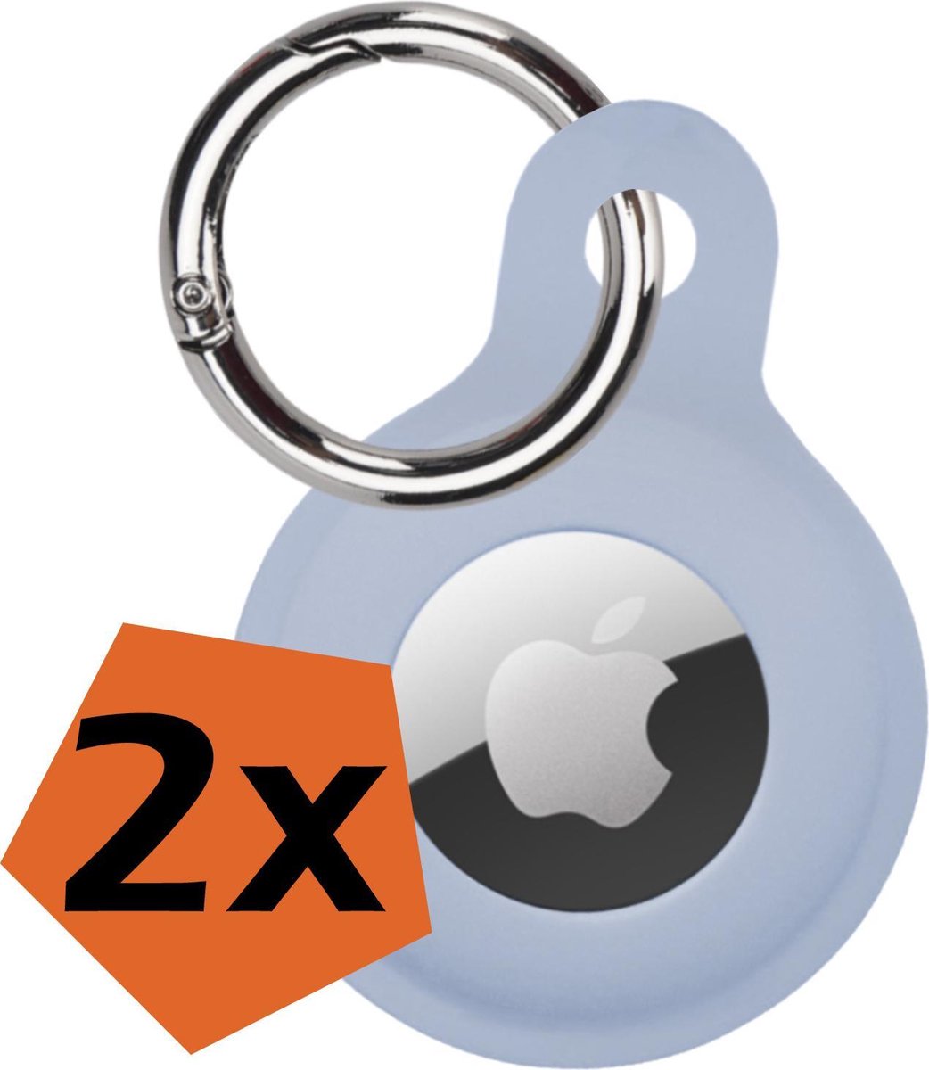 Hoesje Geschikt voor Apple AirTag Sleutelhanger Hoes Siliconen Hoesje - Siliconen Hoesje Geschikt voor Apple AirTag-Sleutelhanger Hoesje - Grijsblauw - 2 PACK