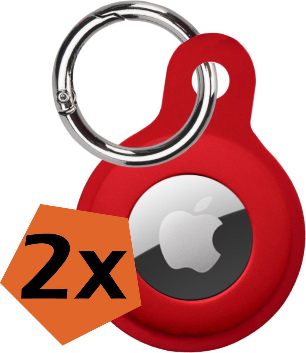 Hoesje Geschikt voor Apple AirTag Sleutelhanger Hoes Siliconen Hoesje - Siliconen Hoesje Geschikt voor Apple AirTag-Sleutelhanger Hoesje - Donkerrood - 2 PACK