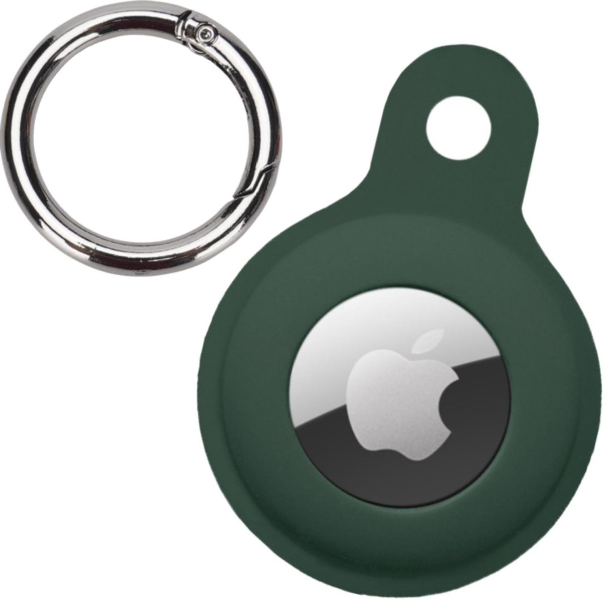 Hoesje Geschikt voor Apple AirTag-Sleutelhanger Houder Siliconen Hoes - Hoes Geschikt voor Apple AirTag Hoesje - Donkergroen