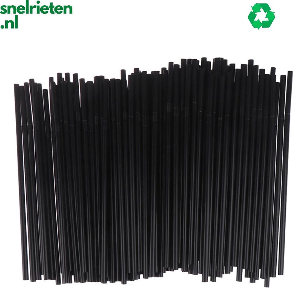 Buigbare plastic wegwerp rietjes 100 stuks zwart biologisch afbreekbaar