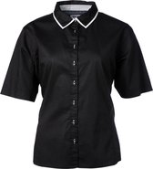 Dames blouse zwart, wit detail | Maat 48